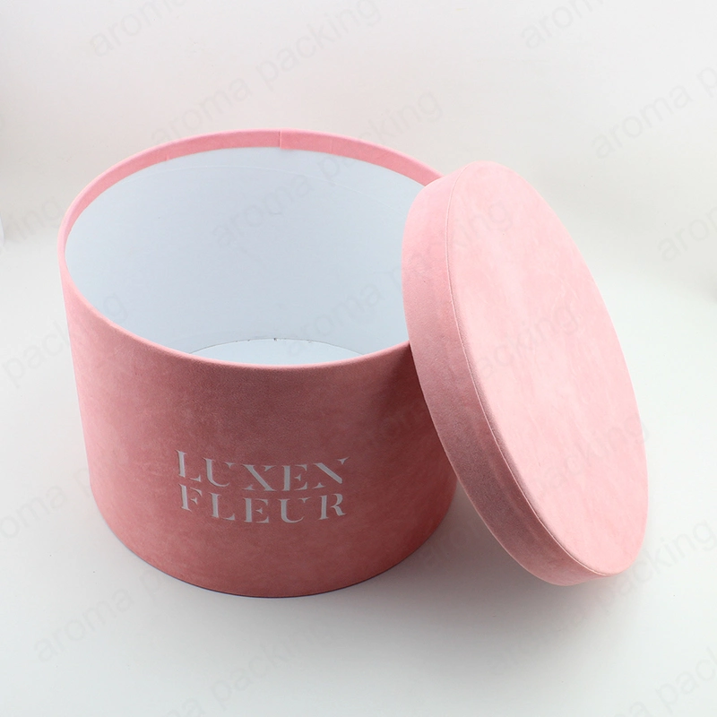 Luxury Pink Cardboard Tube Cylinder Round Rose Flower Box with Lid