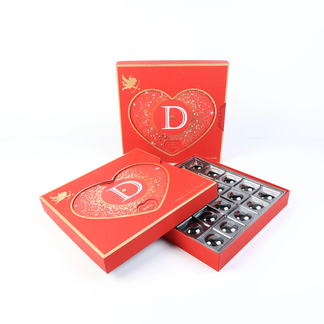 Hot Stamping Custom Hollow Heart Pull-out Chocolate Gift Packing Printing Box in Cheapest