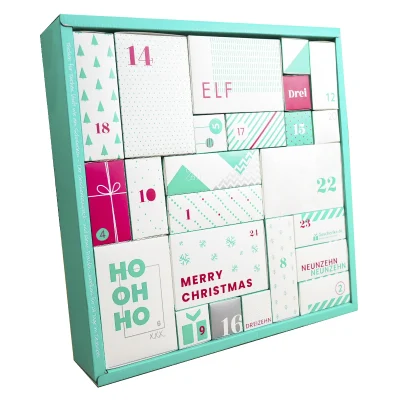 デザイナーパッケージソリューション、ギフトボックス、アドベントカレンダー、ブラインドボックス、正方形の紙製ギフトボックス、クリスマスパッケージ